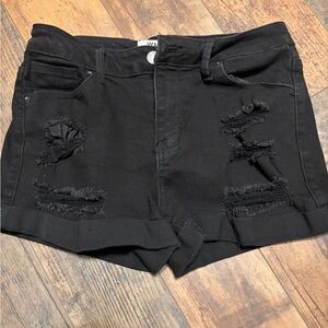 Women’s Wax Jeans black distressed jean shorts size medium